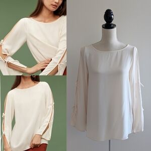 Wilfred Cream Pozzi Tie Sleeves Blouse Top Sz S Aritzia